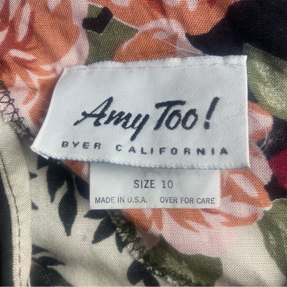 Amy Too! Vintage Floral Fit & Flare Dress Size 10 Made in USA - Picture 5 of 7